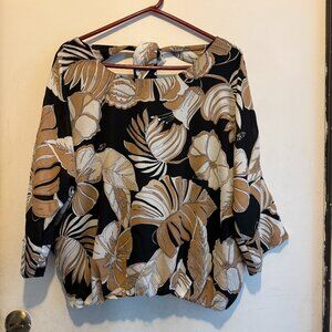 Fair Haven Womens Blouse Tie Neck Elastic Hem Top SZ XL (128)